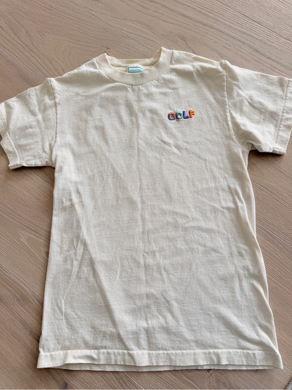 Golf Wang Cream Kids T‑Shirt with Multicolor 'GOLF' Chest Logo